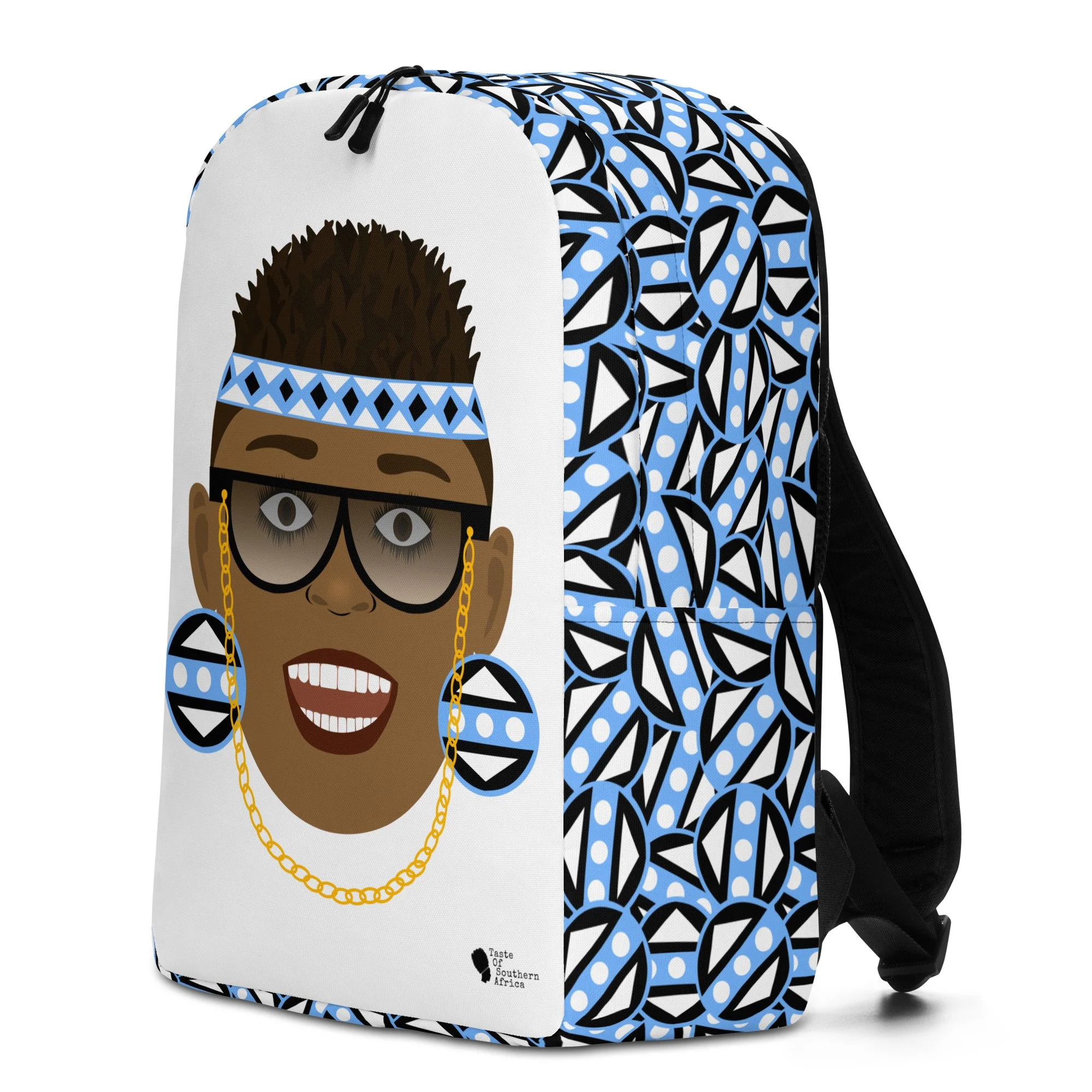 Stylish Backpack Khanyi Blue Southern African Xhosa Zulu Cultural Design Taste Of Southern Africa